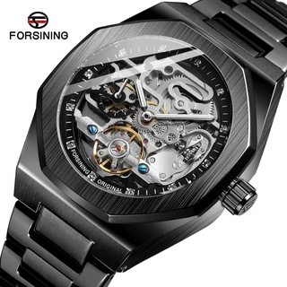 Forsining Relógio Mecânico Moderno Luminoso De Aço Inoxidável Com Diamantes / Relógio De Pulso Casual / Executivo