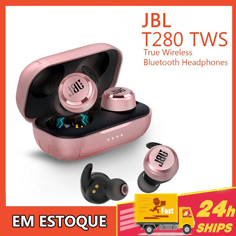 100 % Original JBL-T280 TWS Fone De Ouvido Com Bluetooth 5.0 / Mini Compartimento De Carregamento