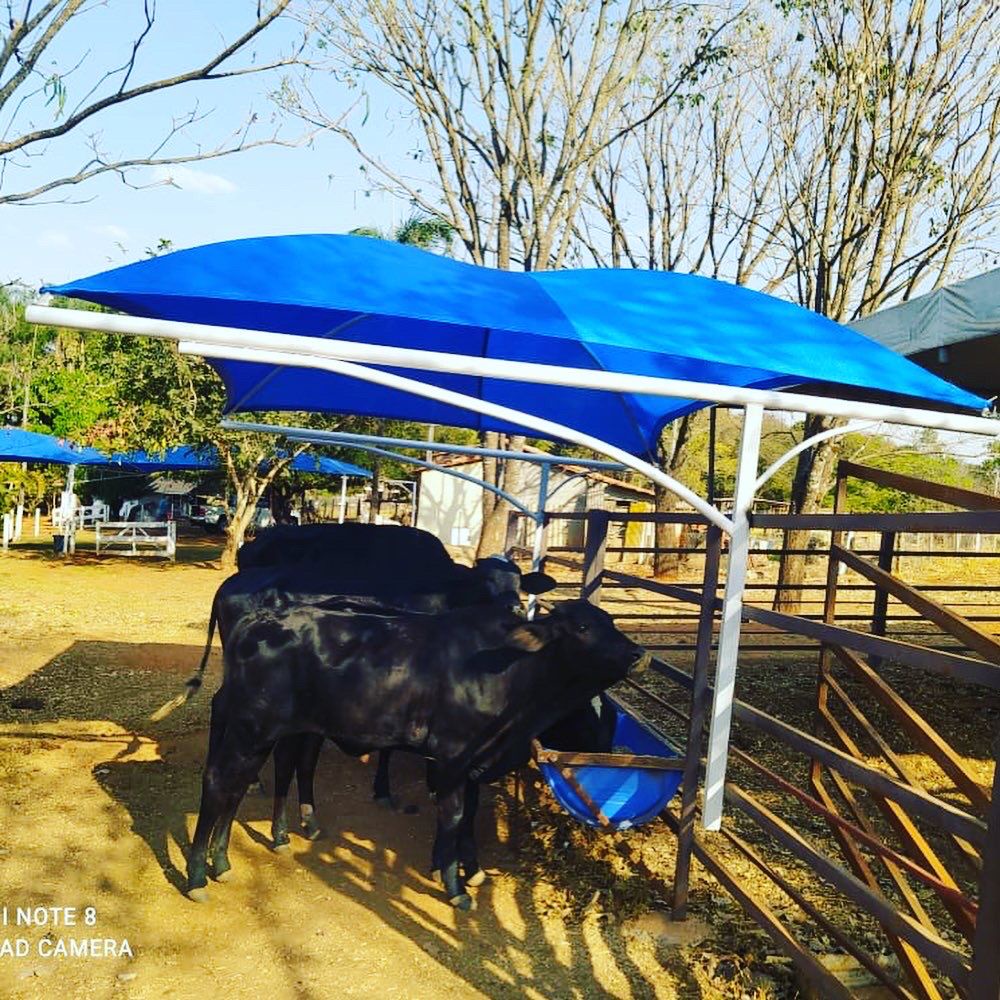 Tela Toldo Garagem Decorativa Azul 90% 4x2