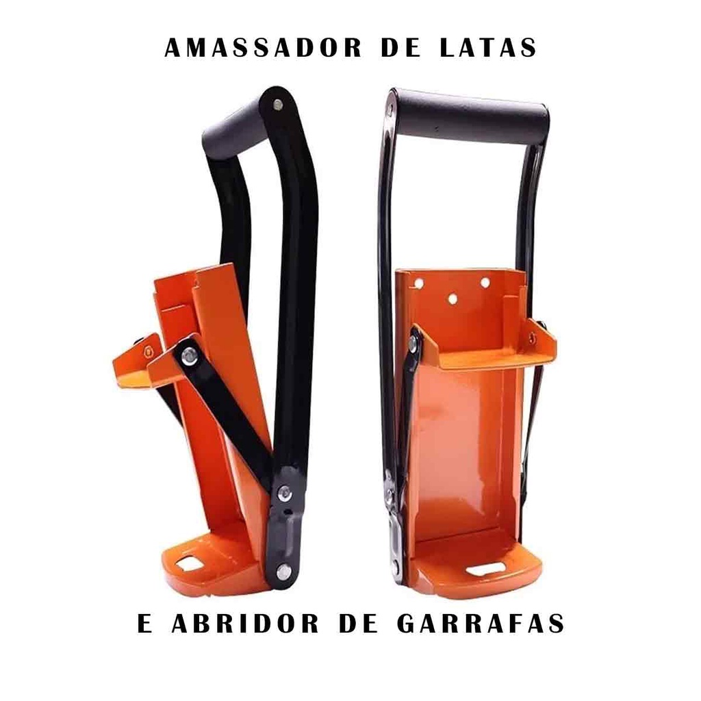 Amassador De Latinhas Manual Com Abridor De Garrafas Em Aço - Escorrega ...