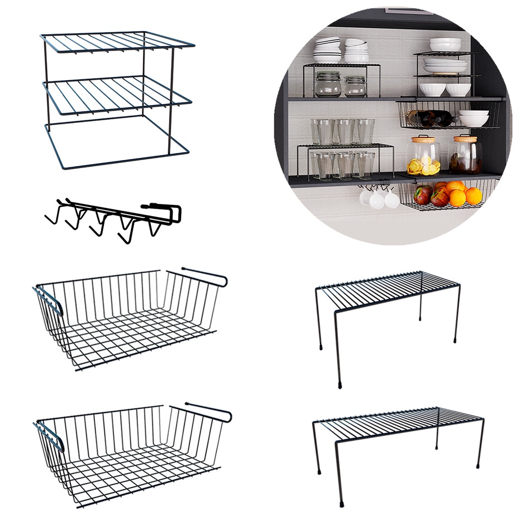 Kit Organizador de Armário Prateleira Antiferrugem Cozinha 6 Itens ...