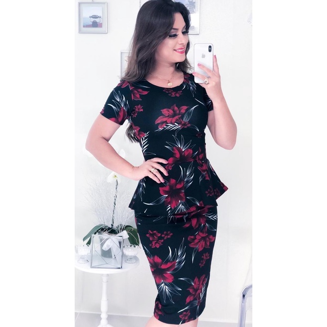 Blusa peplum hot sale com saia midi