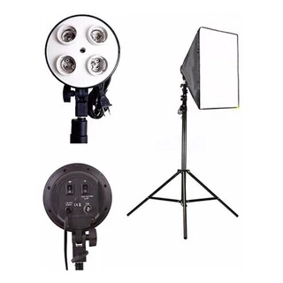 Kit SoftBox Soquete E27 Quadruplo 50 X 70 + Tripé 2m