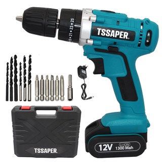 Furadeira Parafusadeira 3/8 Bateria 12v Com Acessorios Tssaper TPA12