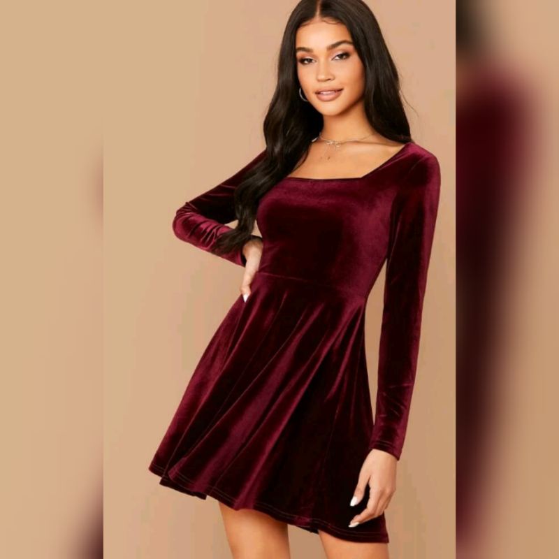 Vestido de veludo hot sale vinho