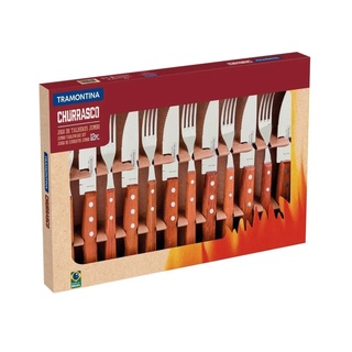 Kit Faqueiro 9 Peças Garfo Faca Colher Para Churrasco Cozinha Mesa Polywood  Aço Inox Cabo de Madeira Jumbo Vermelho Tramontina em Promoção na Americanas