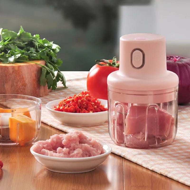 Mini Processador Elétrico de Alimentos Sem Fio Recarregável 250ml USB