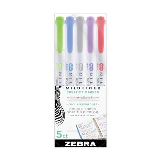 Marca Texto ZEBRA Mildliner Ponta Dupla Cores Frias c/ 5 cores