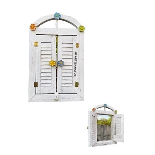 Janela de Madeira Decorativa Rústica Com Espelho, janelinha, abre e fecha, decoração, artesanal, pátina, lavabo, banheiro, corredores, área gourmet, sítio, envio imediato, decorações rústicas, fabricação própria, madeira, colonial, artesanal, janelinha