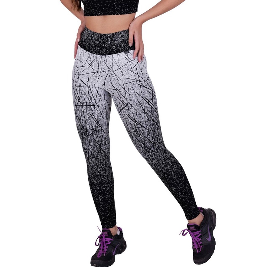 Calça Legging Jacquard White Black