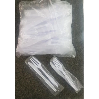 Kit garfo e faca descartável c/50, 150 ou 200 kits - Embalados - Preto Cristal Branco - REFORÇADO