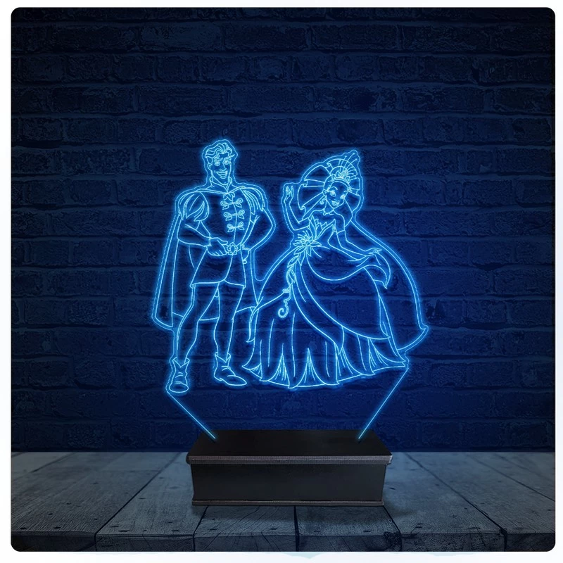 Luminária Led Acrilico Abajur - Princesas - A princesa e o Sapo