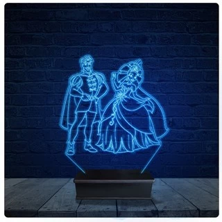 Luminária Led Acrilico Abajur - Princesas - A princesa e o Sapo
