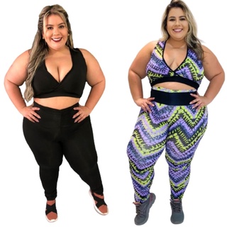 Kit 2 Conjuntos de Calça Legging e Top Roupa de Academia