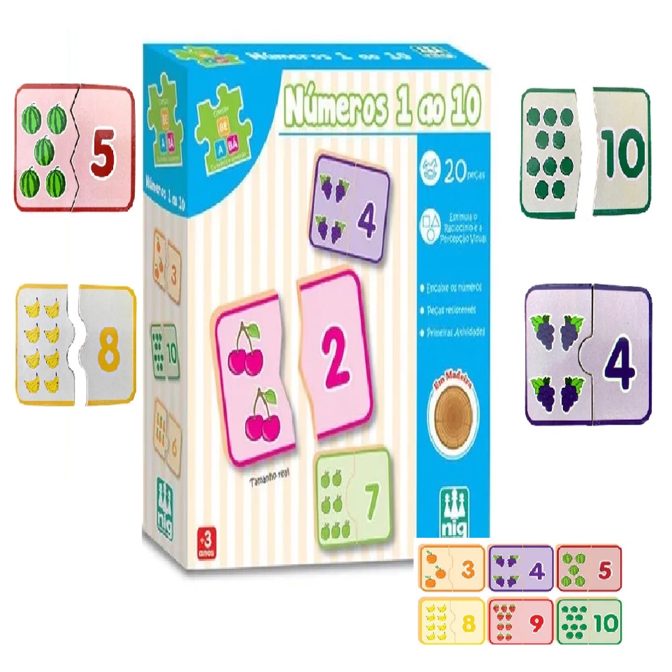 Jogo Educativo de Encaixar - Números do 1 ao 10 - NIG Brinquedos
