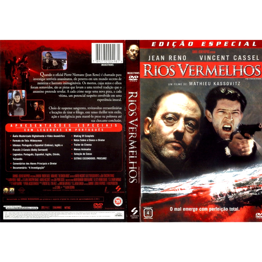 Dvd Rios Vermelhos - Jean Reno, Vincent Cassel - Original C/ Encarte ...
