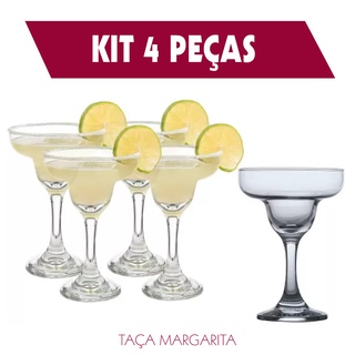 Kit Jogo 4 Taças Margarita de Vidro 266ml Drink Cristar