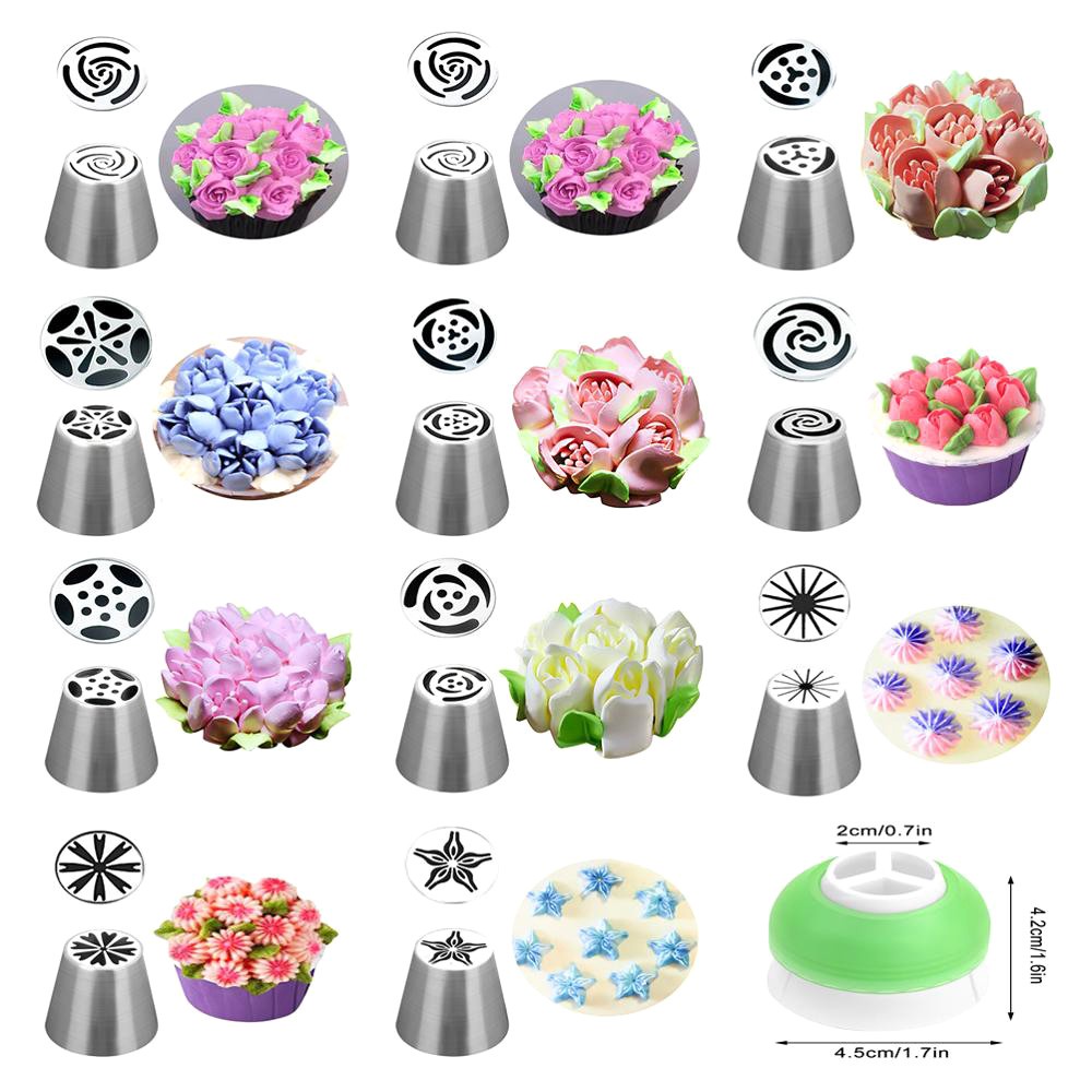 Ponta Russa Confeiteiro Piping Bico Set Flor De Aço Inoxidáv