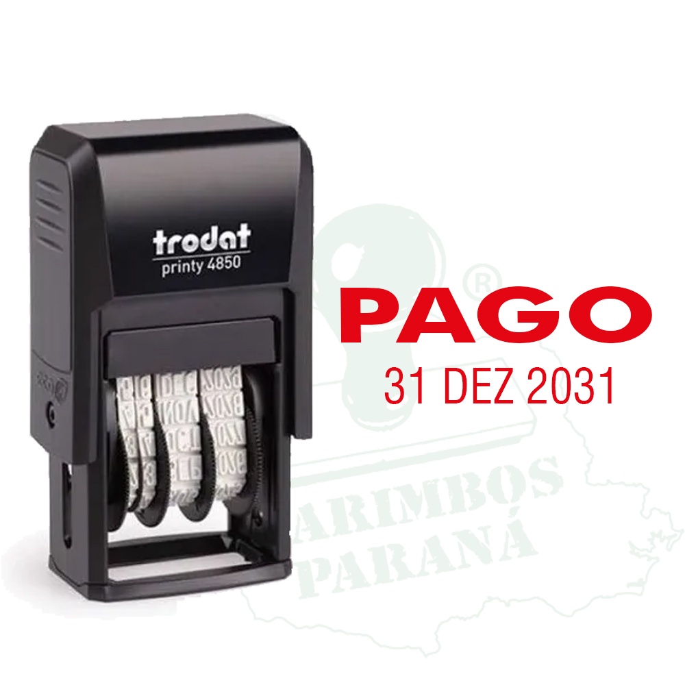 Carimbo Datador De Pago Com Tinta Vermelha | Shopee Brasil