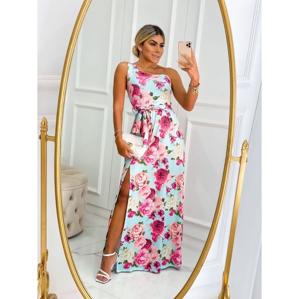 Vestido longo estampado para festa best sale de casamento