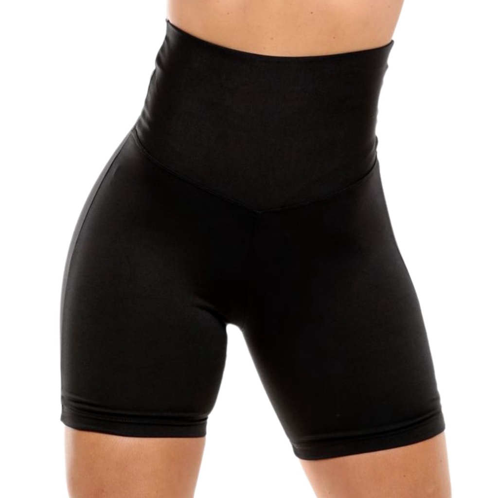 Short Modelador Cós Super Alto Em Suplex Treino Academia Esporte Fitness