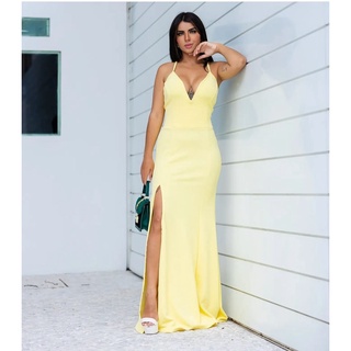 Vestido de best sale madrinha amarelo pastel