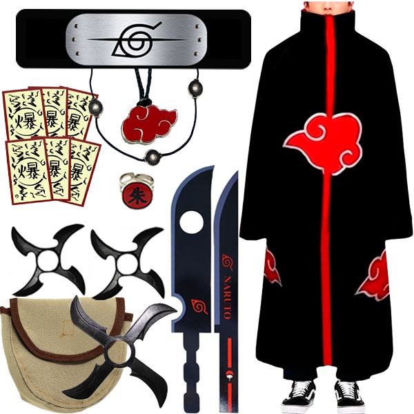 Kit Cosplay Chapéu Akatsuki Sakkat Com Colar Nuvem Akatsuki