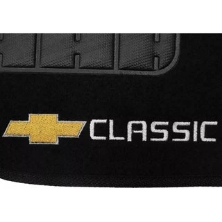 Tapete Carpete Corsa Classic 2003 A 2013 Preto Com Bordado