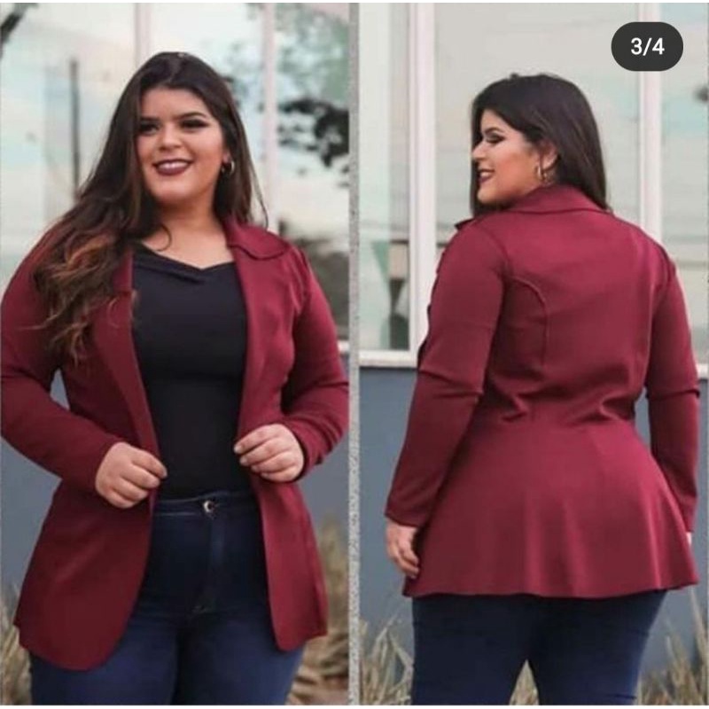 Blazer neoprene alongado cheap plus size