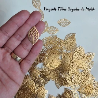 Pingente Folha Vazada Pequena 15x28 mm (10 unidades) para Laços e Tiaras