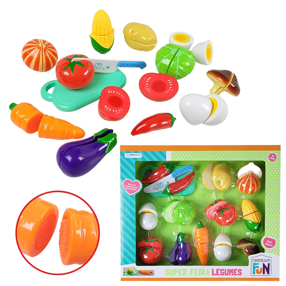 Kit Comidinha Infantil - Creative Fun - Super Feira Legumes - Multikids