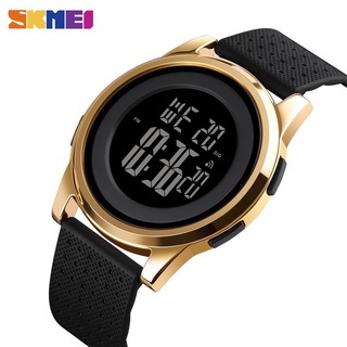 【 SKMEI Official 】 Gold Case Relógio Digital Faixa Respirável Homens Luminoso Moda Impermeável Relógios Esportivos Ao Ar Livre Anti-Impacto Pulseira De PU Alarme