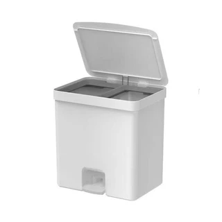 Lixeira de Pedal Trium 20L Duplo Compartilhamento Branco - Ou Martiplast