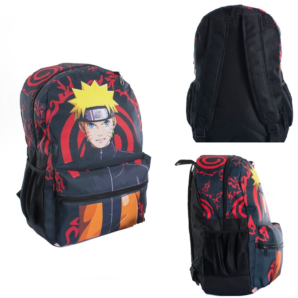 Mochila Escolar G Grande Preta Naruto Classico - Izza Presentes