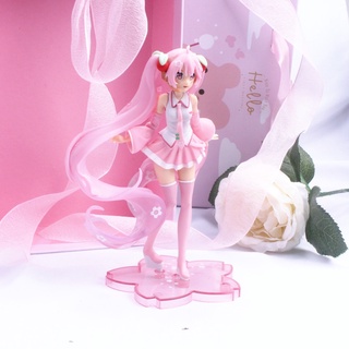 8 Estilos Japão Anime Sakura Miku Hatsune Figura Kawaii Roupas Pretas Roxo  Cabelo Figuras De Ação Brinquedos Meninas PVC Modelo Menina