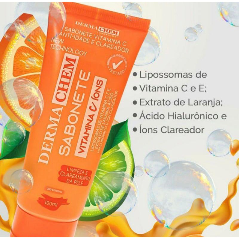 Imagem do produto Sabonete Facial Clareador Anti idade Facial Vitamina C Dermachem 2