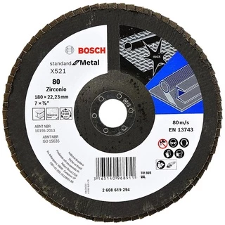 Disco Flap 180mm Bosch Grão 80 Standard for Metal Curvo Fibra de Vidro