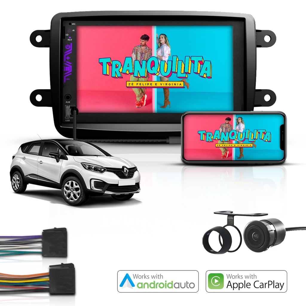 Kit Central Multimidia Universal 2 Din Mp5 Android e Carplay Renault ...