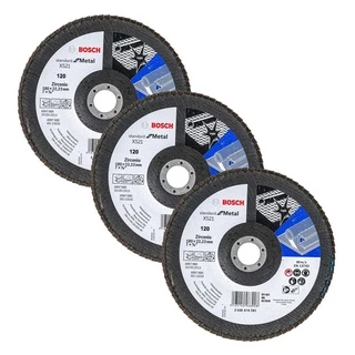 Discos Flap 180mm p/ Metal Bosch Grão 120 Kit com 3 Standard for Metal Curvo 7"