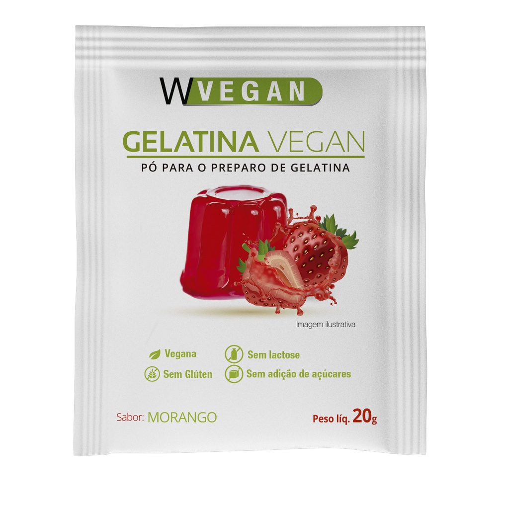 Gelatina Vegan 20g Sabor Morango Wvegan Vegano Agar Agar