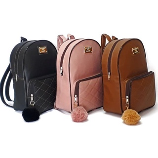 Mochila Feminina Adulto Sintético Com Bolso Frontal E Tachas X