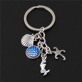 1Pc Novo Porta-Chaves Estrela Do Mar Sereia Chegada Starfish Encanta Scale Shell Keychain For Women HandBag Jewelry Suprimentos