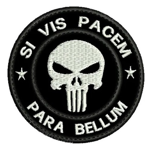 Patch Bord Punisher Si Vis Pacem Para Bellum 9cm Termoc ou Velcro®