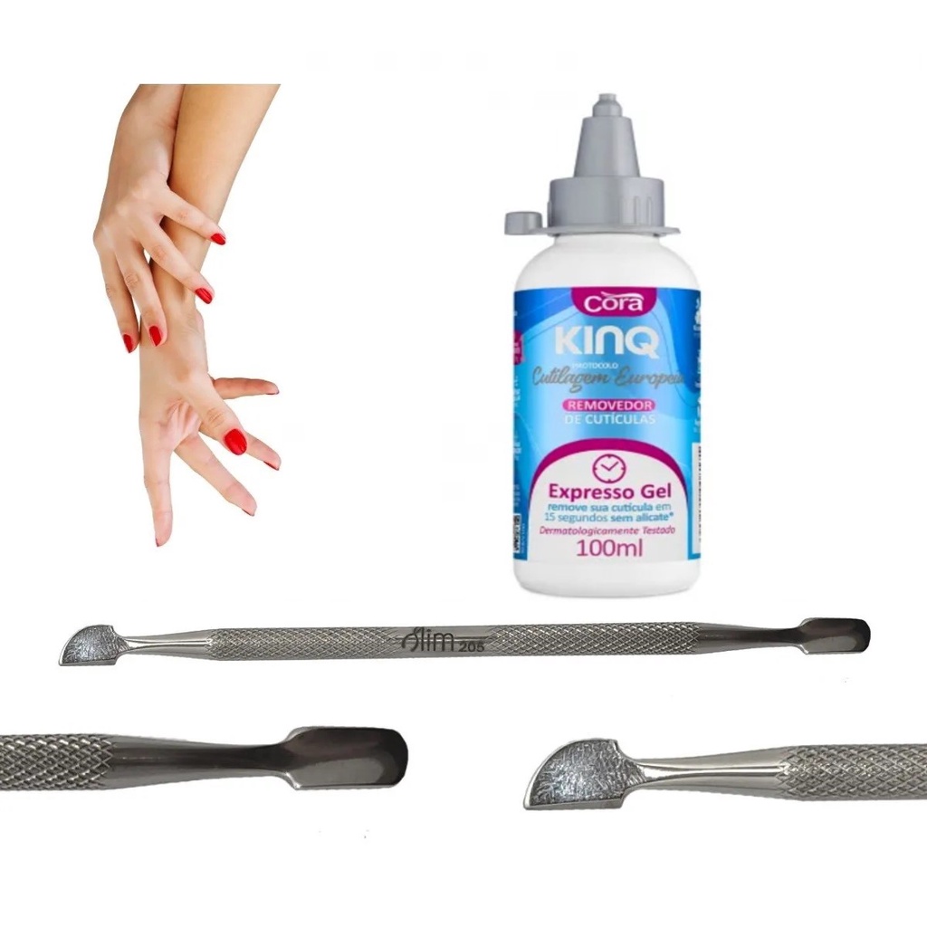 Kinq Gel Removedor Expresso de Cutículas 100ml Cora + espátula slim ...