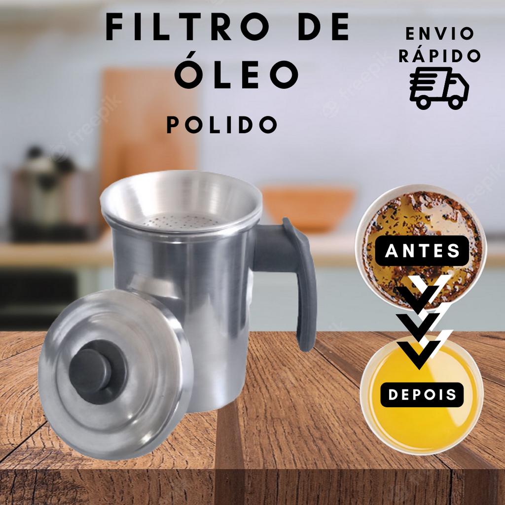 Filtro de óleo 1 litro polido com tampa e peneira interna