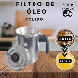 Filtro de óleo 1 litro polido com tampa e peneira interna