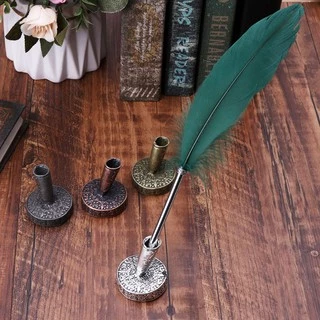 TOP Porta-Caneta De Inserção Redonda De Metal Vintage Para Canetas De Penas Dip Pen Material De Escritório Escolar