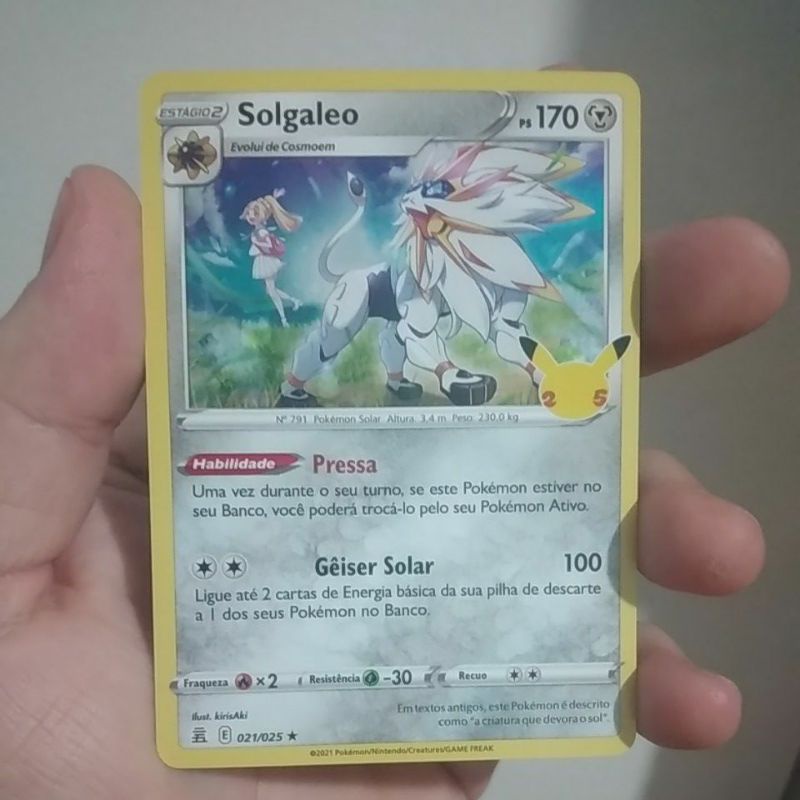 Pokemon Lendário Solgaleo - carta brilhante