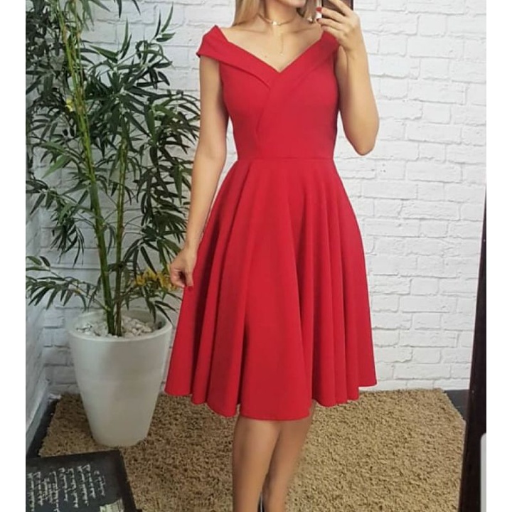 Vestido midi best sale rodado vermelho