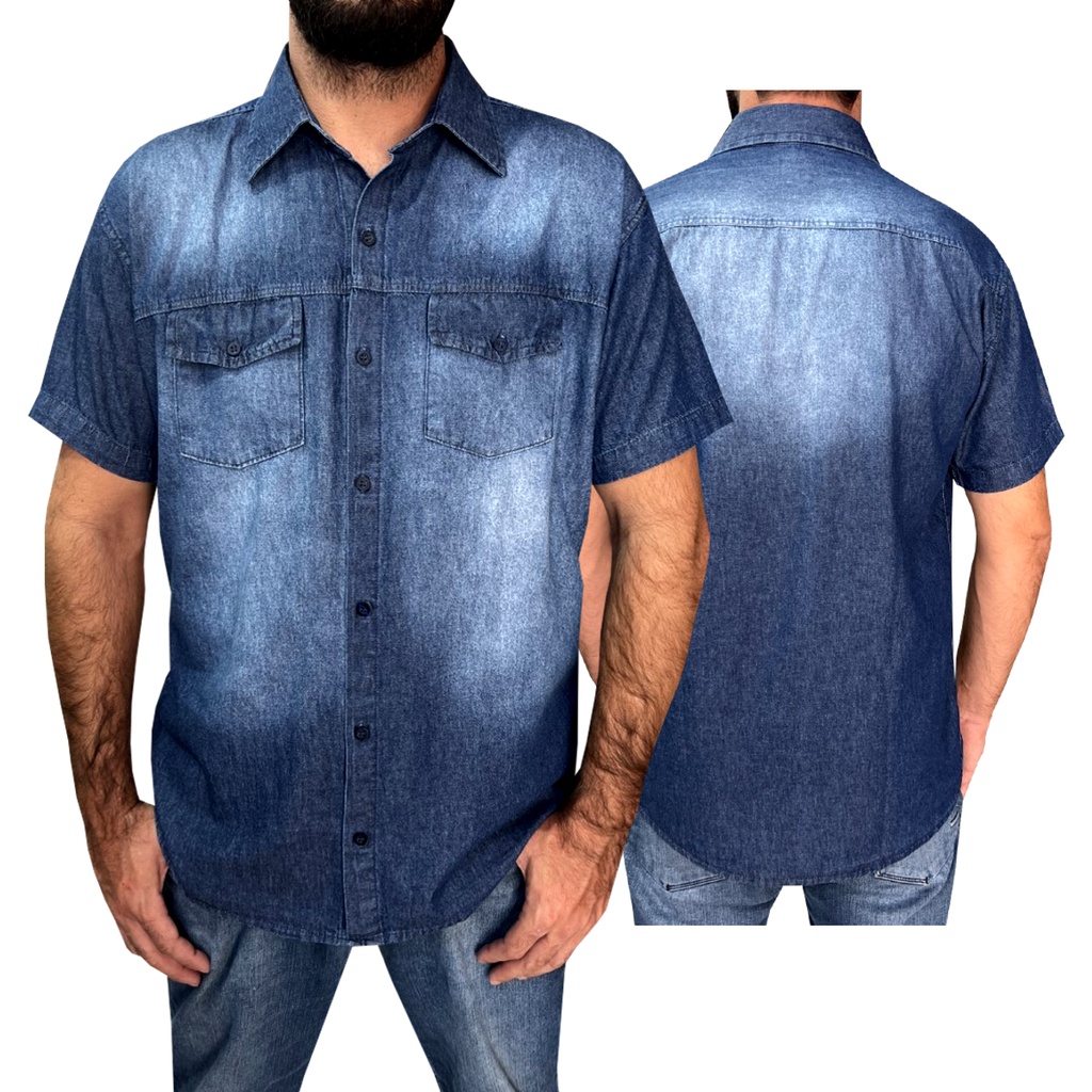 Camisa social manga curta hot sale jeans